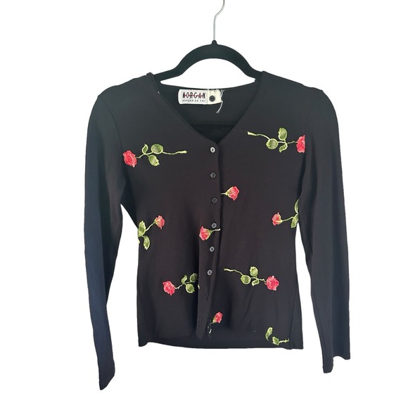 Morgan de Toi Sweaters - Rare Morgan De Toi Y2K Roses Stretch Cardigan Size S-M Floral Vintage Top